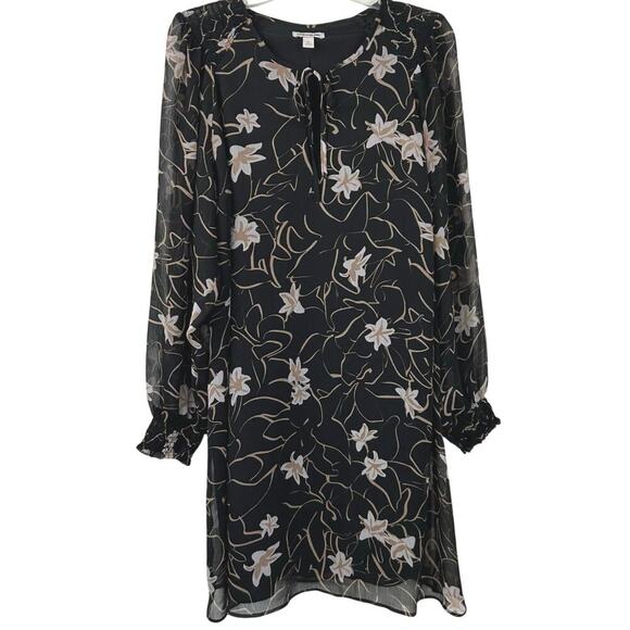 Elizabeth and James Dresses & Skirts - Elizabeth and James Long Sleeve Floral Mini Shirt Dress Party Work Black Size XL